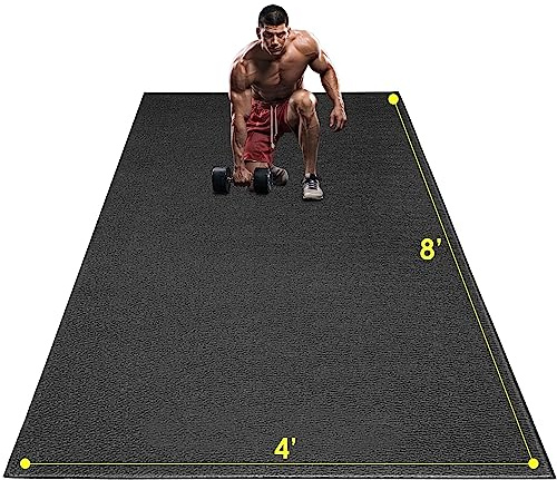 BesWin Large Exercise Mat, 8' x 4'x 1/4 Extra Durable Workout Mats for Home Gym Flooring, High-Density Gym Mats Cardio Mat for Jump Rope, MMA, Stretch, HIIT, Shoe-Friendly, Non-Slip, Non-Toxic