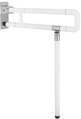 Toaletthandtag, funktionshindrade WC-handtag, vägghandtag, toaletthandtag badrum, ställ assist toaletthållare handtag vikbart, hjälpmedel, maximal lastkapacitet 100 kg, 60 x 70 cm (L x H), vit