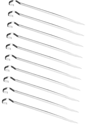 Toddmomy 10piezas Pinchos De Acero Inoxidable Para Parrilla Unidades Pinchos Planos Para Carne De Barbacoa Aperitivos y Brochetas De Parrilla