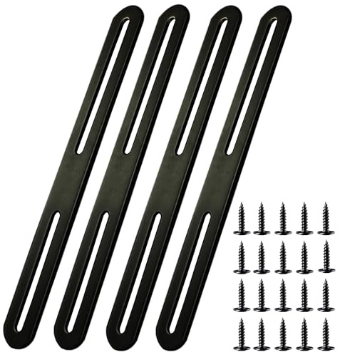 Träbindningsplatta 215 x 24 mm fackplatta platta svart platt fäste platta fästen för montering och reparation av trämöbler 4 st (4 st, 215 x 24 mm)