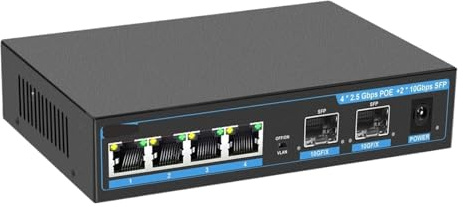 Conmutador PoE de 2,5G, conmutador Ethernet de Red de 2,5g, 4 Puertos, 8 Puertos, concentrador LAN no administrado, sin Ventilador, AI WTD, Plug and Play (Size : PoE Switch 6 Port)