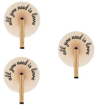 Fisura – Abanico plegable “All you need is love”. Abanico plegable papel. Abanico pai pai blanco con mensaje. Abanico boda para invitados. Regalo fiesta o ceremonias.3 unidades.