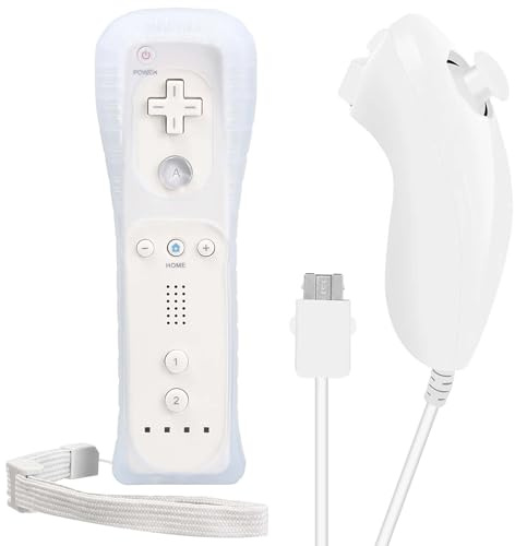 GAOUTO Controller für Nintendo Wii: Wii Controller Remote mit Nunchuck Wii Remote Gamepad mit Nunchuk Wii Fernbedienung für Wii Wireless wii Fernbedienung (Controller ohne Motion Plus) (Weiß)