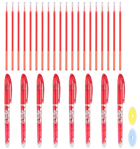 PATIKIL 8Pack Erasable Gel Pens with 20 Refills & 2 Erasers, 0.5mm Heat Erasable Pens for Fabric Red Ink Fabric Markers for Sewing Quilting Planner Writing
