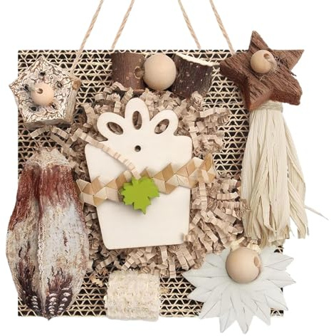 Genérico Juguetes para Loros - Juguetes de Cartón y Madera para Jaulas de Aves - Accesorios para Jaulas de Masticar Balcón Patio Jardín Exterior Interior Interior Hamaca Ventana Parque Patio Jardín