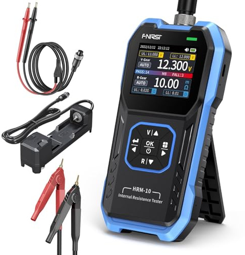 FNIRSI HRM-10 Batterietester für Innenwiderstand und Spannung, Milliohm-Messgerät 100V, 200 Ω, Autobatterietester, Prüfgerät für AAA, AA und alle Batterietypen, Haushaltsbatterie-Analysator