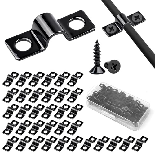 50 Stück Befestigungsschelle,Kabelschellen Metall 6mm,Doppelstabmattenzaun Befestigung Zubehör,Zweiloch U-Rohrschellen, Metallkabelschellen,U Schelle für Pipeline Elektroleitung Leerrohre(Schwarz)