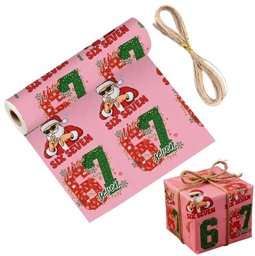 Papel De Regalo DeNavidad 67 | 67 Navidad Divertida De Meme Papel De Regalo | Rollo De Papeles Para Envolver Regalos Festivos Para De Cumpleaños, Reunión Familiar, Celebraciones De Temporada