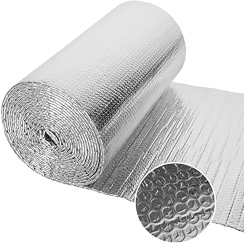 Tidevib Film d'isolation double couche en aluminium avec bulle d'air pour radiateur, loft, mur et plafond, 50 cm x 5 m, argenté