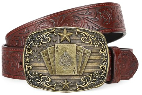 BELTROAD Cowboy Western Leather Belt for Men Women Cowgirl Jeans Festival | Cowboy Mens Leather Belt, Big Buckle, for Jeans Western Outfit, Gifts Present, Halloween Costume, Country Rock Music