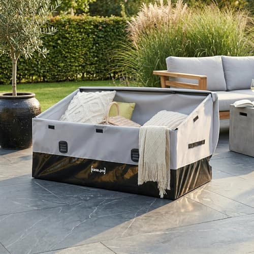 casa.pro Baule da Esterno Contenitore da Giardino Baule da Stoccaggio con Telone Impermeabile Tettuccio Inclinato 560 L - Grigio/Nero
