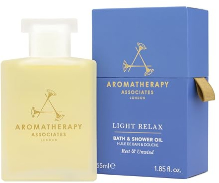 Aromatherapy Associates Olio da bagno e doccia, spa di lusso, bagno naturale, olio da bagno, vegano, cruelty free, ecologico (olio da bagno e doccia Light Relax 55 ml)