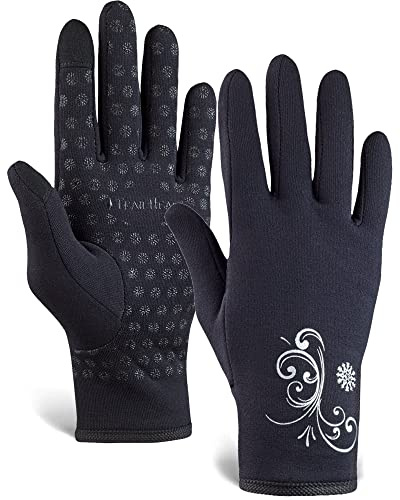 TrailHeads Women’s Running Gloves | Touchscreen Gloves | Power Winter Running Accessories - Black (Large)