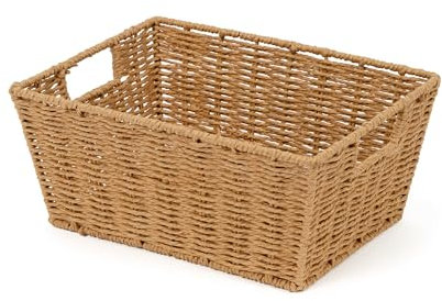 Compactor Etna Cesto Rettangolare in Carta Intrecciata a Mano, Legno Chiaro, 31 x 24 x H. 14 cm, RAN6542