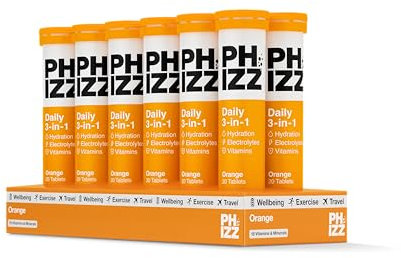 Phizz Electrolytes, Multivitamin & Hydration Tablets - 240 Effervescent Rehydration Electrolyte Tablets - 18 Vitamins & Minerals, Vitamin C, Vegan, Vegetarian & Low Calorie (Orange, 240 Tablets)