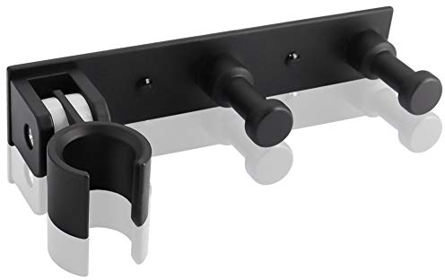 HONZUEN Supporto Doccia Universale con gancio, Staffa Doccia in Alluminio Regolabile Supporto per Doccia Adesivo Staffa Supporto Doccia Shower Holder, Supporto Doccetta da Parete per Bagno, Nero
