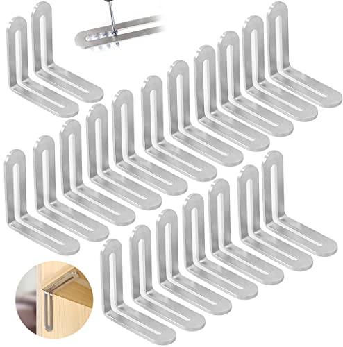 20 Stück Winkelverbinder, Einstellbar 48 X 48 mm Schwerlastwinkel, 90 Grad L-form Metallwinkel, für Wandhalterung Regal, Regalhalterung, Eckregal, Kippsicherung Schran