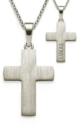 Korskedja flicka äkta silver 925 med gravyr | korshänge halsband | barnsmycken första nattvarden dop gåva konfirmation firmation födelse dop | silverkedja korskedja dop barnkedja, 38 - 42 cm,