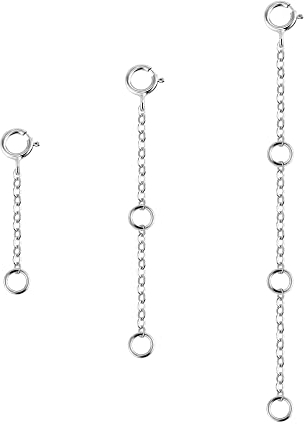 ALEXCRAFT 3 alargadores para cadenas de plata, cadena de extensión chapada en oro de 14 quilates para la fabricación de joyas collar de pulsera(2 4 6 pulgadas)