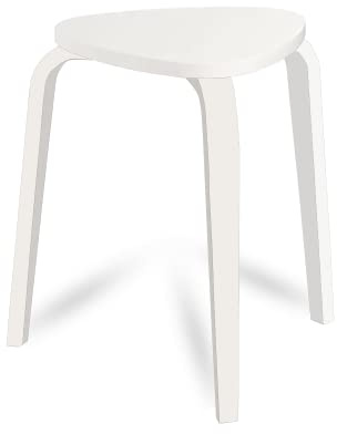 home stuff KYRRE Stacking Bar Stool Durable & Easy Wooden Stools, Solid Wood Stackable Tripod Stools, Space Saving, Breakfast & Dining Chair for Home, Living Room, Kitchen & Office, 42x45 CM (White)