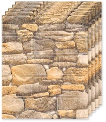 3D Wandpaneele Selbstklebend Wandsticker Wandsticker Steinoptik Ziegel Wasserdicht PVC 39cmx35cmx2MM (Naturstein) (25)