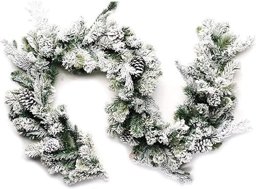 Virsus Ghirlanda di Natale Innevata 1755, lunghezza 270 cm, ghirlanda di Abete in Pvc con Pigne, Effetto Realistico, Decorazioni Natalizie per Finestre, Camino, Scale