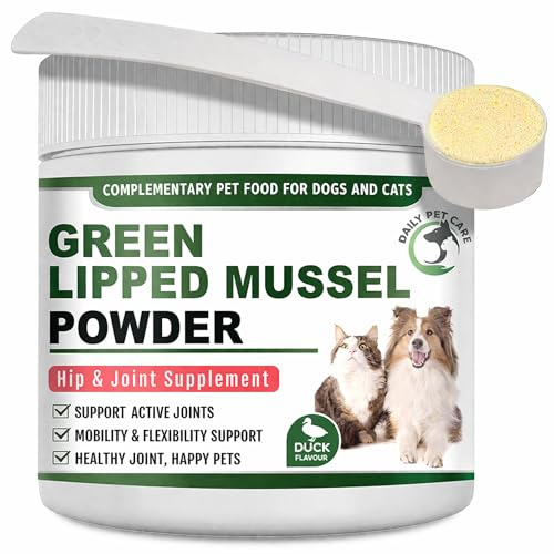 Green Lipped Mussel Powder for Dogs & Cats UK | 100% Pure New Zealand GLM | Joint Supplement with Omega 3, Glucosamine & Chondroitin | Supports Mobility, Flexibility & Arthritis Care for Pets