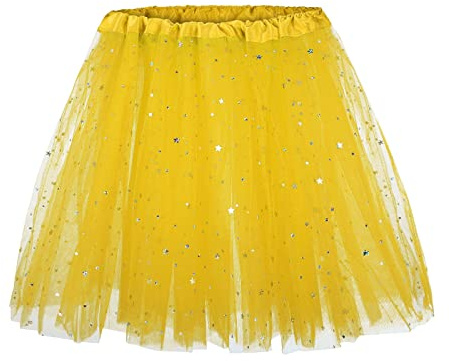 Jupe tutu en tulle pour femme - Jupe midi - Jupe tutu extensible - Jupe de ballet pour adulte - Jupe en tulle pour fête, ballet, danse, carnaval - Vêtements - Jupe courte - Pour enfants, O jaune.,