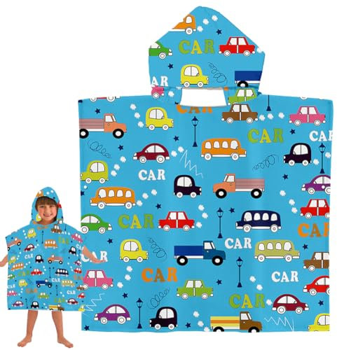 Badeponcho Kinder, Kapuzenhandtuch Baby, 60 x 60 cm Handtuch Poncho Kind Mikrofaser Badetuch, Cartoon Saugfähig Kinder Strandtuch, Kind Badetuch mit Kapuze für Strand Schwimmen Dusche