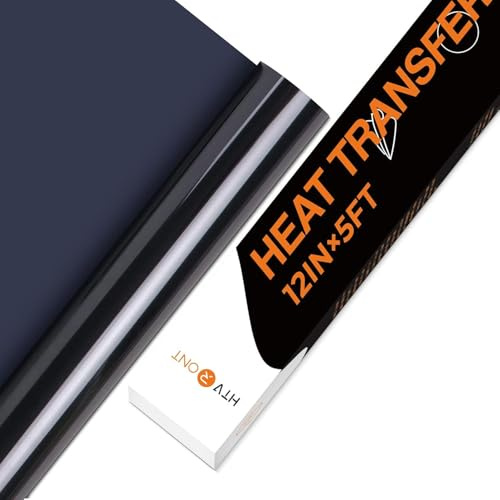 HTVRONT Black Iron on Vinyl - 12 x 5ft(30.5x152CM) Black HTV Vinyl for T-Shirts, Heat Transfer Vinyl for All Cutter Machine - Easy to Cut & Weed for Heat Vinyl Design