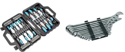 Amazon Basics Coffret tournevis 58 pièces avec embouts plats, cruciformes et Torx, Noir & Brüder Mannesmann Set de clés polygonales (Import Allemagne)
