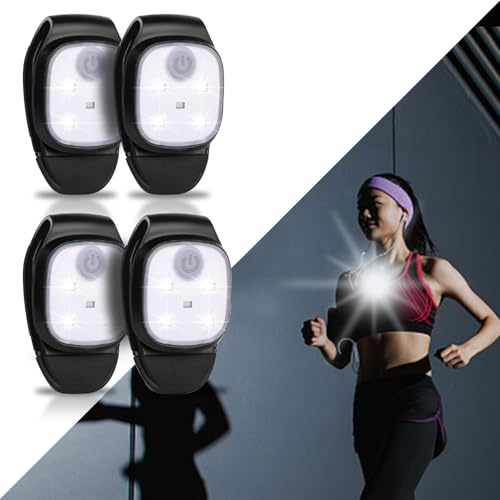 Yuragim LED-klämlampa, 4 stycken LED-strålkastare uppladdningsbar vattentät pannlampa liten strålkastare bröstlampa säkerhetsljus löptillbehör för jogging löpare fiske camping vandring