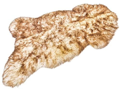 APREGGIO - Alfombra de piel de oveja auténtica marrón muflón - Manta de piel de oveja natural - Alfombras de piel de oveja suave para salón - Piel de cordero mullida - Alfombra para el suelo -