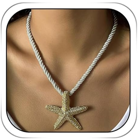 YUEXNKO Collane Conchiglie, Collana Conchiglie per Donna, Collana Stella Marina, Boho Perla Conchiglia Ciondolo, Collana con Stella Marina da Donna, Set di Gioielli Estivi da Spiaggia (Colore C)