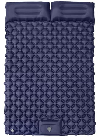 Matelas de couchage double gonflable pour camping, 190 x 120 x 5 cm, pompe à pied intégrée, accessoire de randonnée léger, équipement de voyage pour randonnée et aventures
