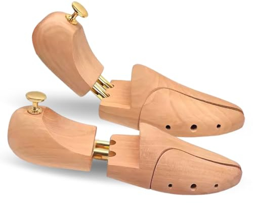 Piashow Embauchoir pour chaussures homme et femme en bois de cèdre avec ressorts réglables pour toutes les chaussures, marron, 43-44