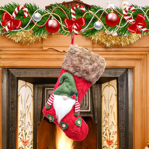 Szhhrxi Calcetines Navideños para Chimenea Personalizados, Botas de Noel (40 cm) - Decoración Navideña para Árbol, Chimenea, Hogar y Fiestas, Botas Navidad Chimenea para Colgar (Rojo)