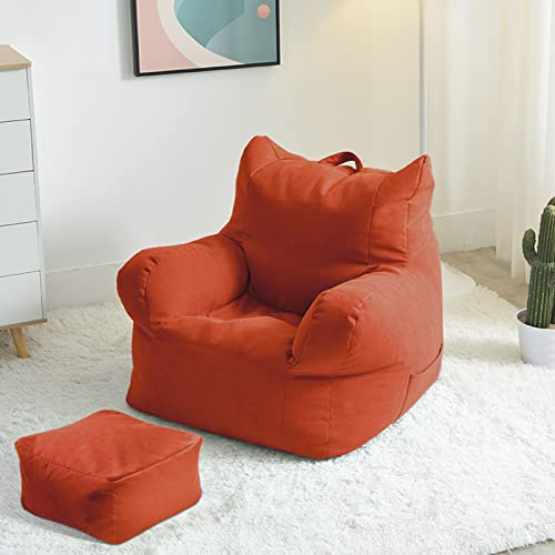 DTLEO Pouf a Sacco Puff Poltrona Fodera Poltrona Sacco (Senza Imbottitura) Pigro er Bambini Adolescenti e Adulti Puff Poltrona Bean Bag o Puf Imbottito,Rosso