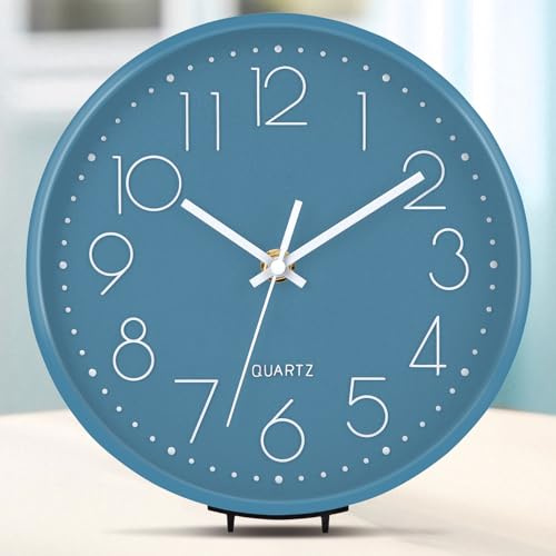 ACCSHINE Modern väggklocka 20 cm stor tyst väggklocka köksklocka för kök hemmakontor skola (blå, 20 cm)