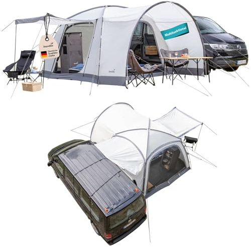 Skandika Kuppelzelt Pitea 4 Flex Protect Bundle mit Van-Schleuse | Campingzelt für 4 Personen, mit Schleuse für Van, eingenähter Zeltboden, Wassersäule 5000 mm, UPF 50+ | Zelt, Camping, Outdoor