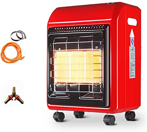 Riscaldatori a risparmio energetico, riscaldatore a gas portatile da 4,2 kW, riscaldatore a gas, mobile per interni, piastra riscaldante in ceramica con ruote, dotato di tubo flessibile e re