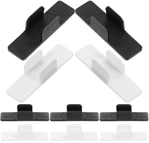Veemoon 10pcs Adhesive Pen Holder Clips for Whiteboard, Portable Plastic Pencil Clips with Sponge Base, Black and White, Desk Organizer for Office and School Use