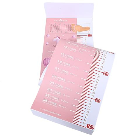 Pink PVC Baby Measuring Mat Growth Chart with Bag and Stickers | Soft Thickened Pad, Rounded Corners, Secure Edges, Manual Gauge for Travel and Home Use