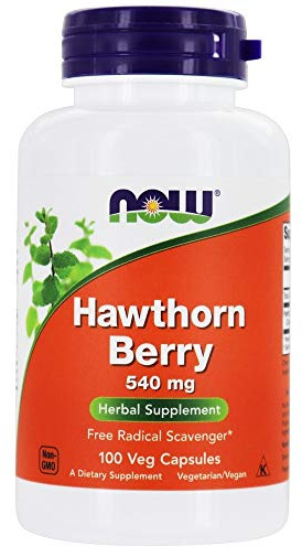 NOW Hawthorn Berry 540mg, 100 Veg Capsules (Pack of 4)