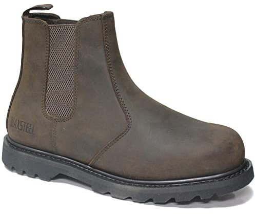 MAXSTEEL MENS SLIP ON CHELSEA DEALER SAFETY BOOTS WORK BOOTS SHOES STEEL TOE CAP SIZES (UK 10)