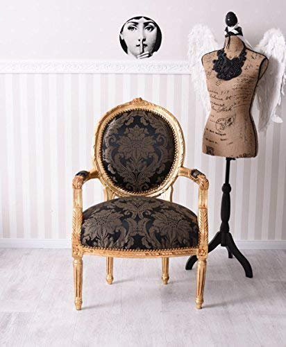 Königlicher Medaillon Sessel Barockstil Gold gepolstert cat521a34 Palazzo Exklusiv