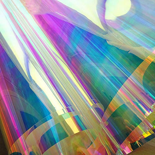 HOHOFILM Self-Adhesive Holographic Window Film Craft Sheets Stickers Rainbow Effect Iridescent Window Tint for Home Glass Decorative Tint Christmas Glass Decal,54in*33ft