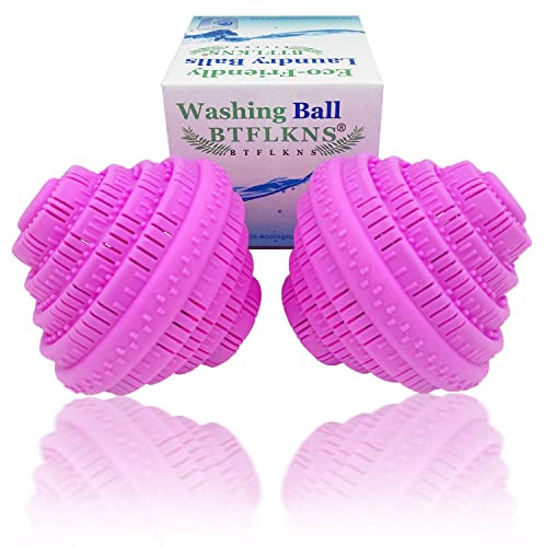 Premium Washing Balls, Eco-Friendly Laundry Balls, Super Soft Shell Doesn't Hurt Clothes, Advanced Ceramic Balls, 2000 Washing Cycle Laundry Balls, All Natural Detergent(2Pack,Pink)