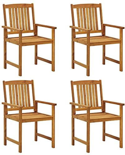 vidaXL 4X Gartenstuhl Holzstuhl Gartensessel Stuhl Stühle Essstuhl Balkonstuhl Terrassenstuhl Gartenmöbel Gartenstühle Massivholz Akazie