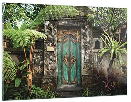 Wandbilder Dekoration Wohnzimmer Tor Tür Grün Bilder auf Glas 120x80cm Glasbild Schlafzimmer Küche Deko Wand Kunstdruck Art Groß XXL Wanddeko Bild im Glas Modern Wall Decor Glasdruck GAA120x80-5078